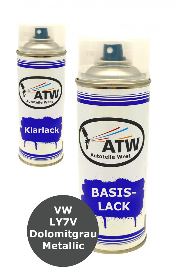 Autolack für VW LY7V Dolomitgrau Metallic+400ml Klarlack Set
